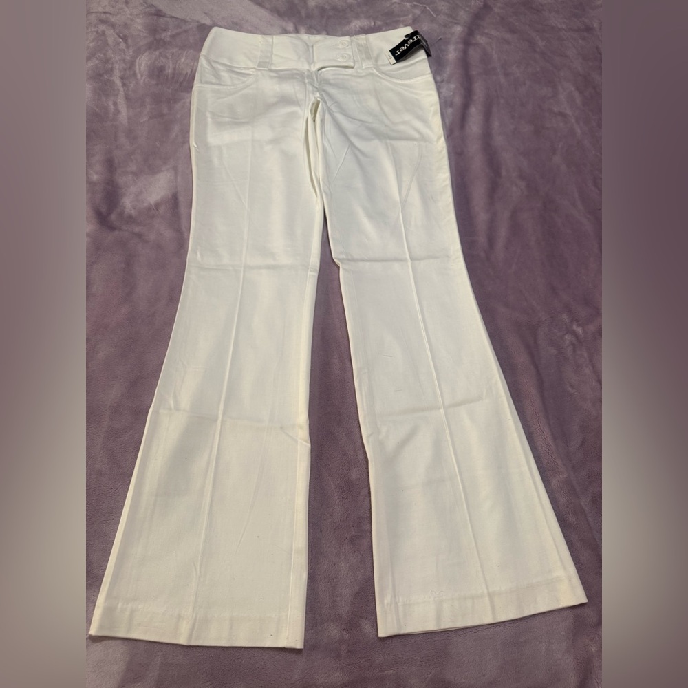 White low rise flare pants